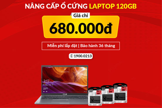 Nâng cấp ổ cứng SSD Laptop - giá chỉ 680.000 đồng - bảo hành 36 tháng