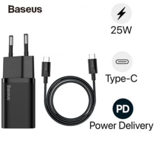 Bộ sạc hiệu Baseus Super Si 1C 25W EU Sets (Kèm cáp Type-C đến Type-C 3A 1m)