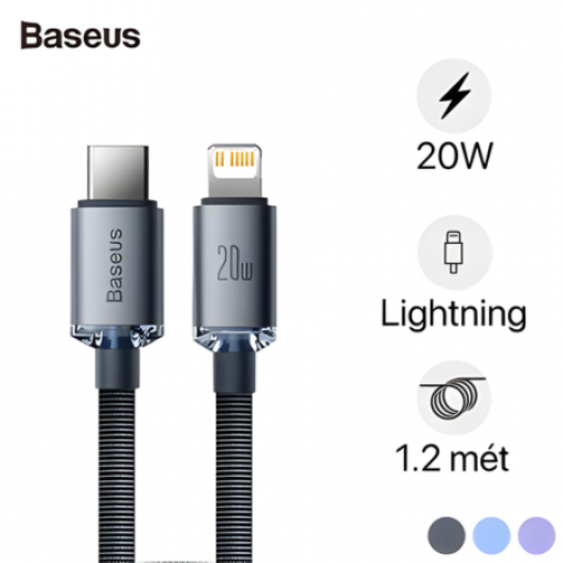 Cáp dữ liệu sạc nhanh Baseus Crystal Shine Series Type-C sang iP 20W 1,2m