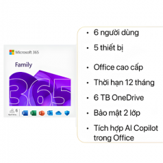 Phần mềm Microsoft Office 365 Family (1 năm/6 người dùng)