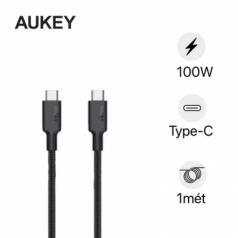 Cáp sạc Aukey CB-KCC101 C-C bọc dù lõi Kevlar siêu bền 1M