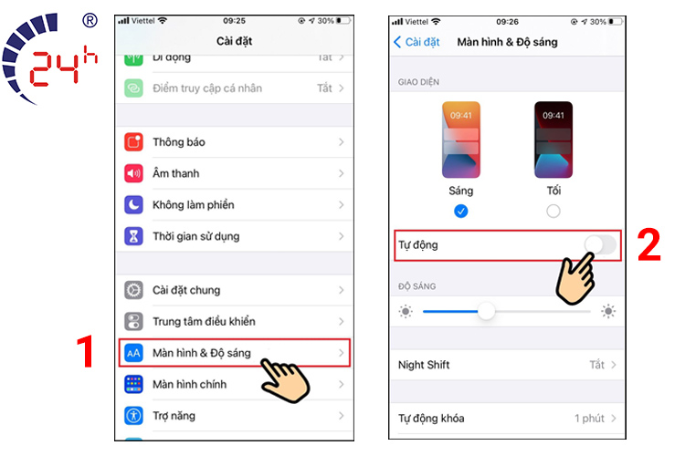 chế độ tự điều chỉnh độ sáng iPad