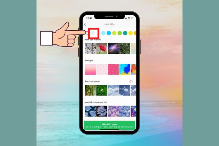 Nhấn tiếp vào mục nền Caro 