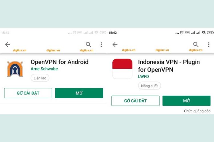  Tải hai ứng dụng OpenVPN for Android và Indonesia VPN - Plugin for OpenVPN