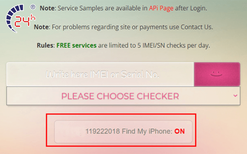 check imei icloud on/off