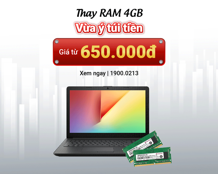 Dịch vụ thay RAM laptop - giá từ 550.00 đồng