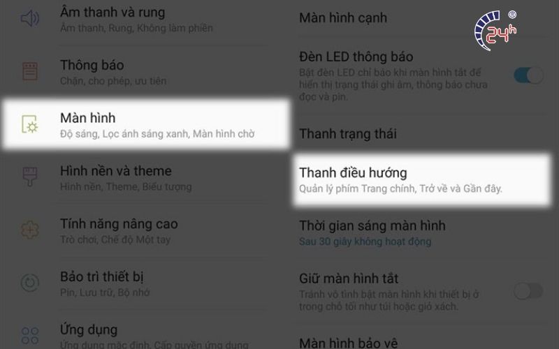 Cách chỉnh thanh điều hướng trên điện thoại Samsung