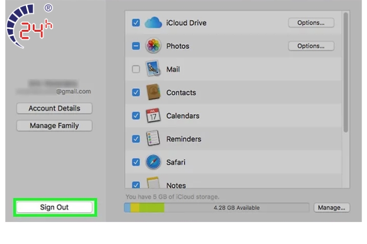 đăng xuất iCloud