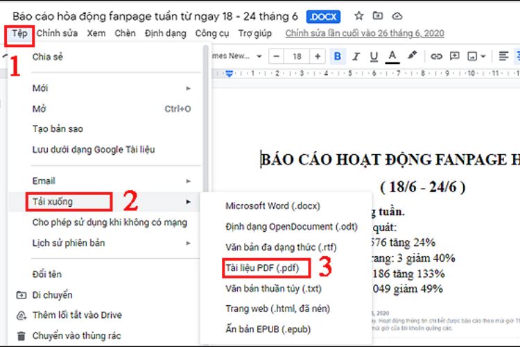 Cách tải tài liệu từ điển trên Google Docs về máy tính