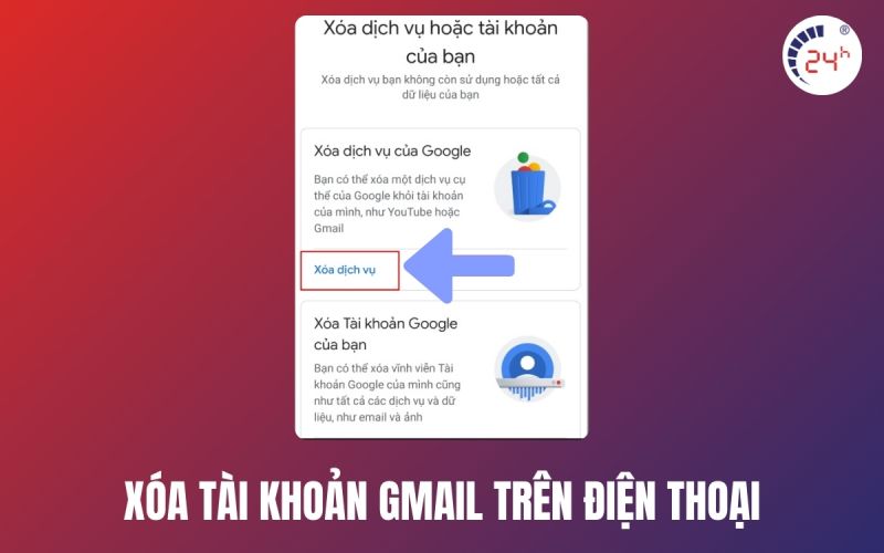 xóa tài khoản gmail trên điện thoại