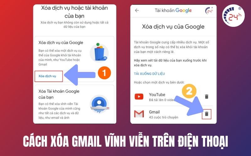 cách xóa gmail vĩnh viễn trên điện thoại