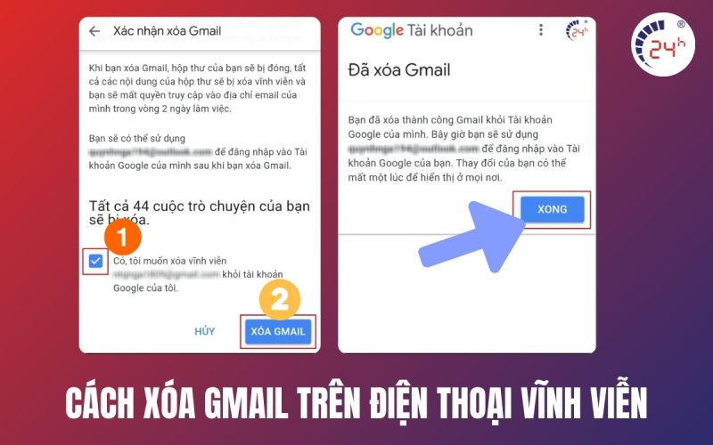 cách xóa gmail trên điện thoại vĩnh viễn