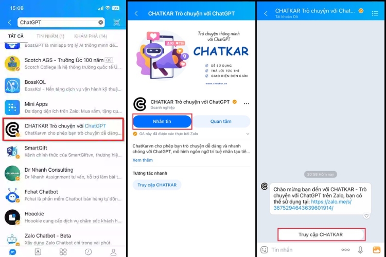 Cách sử dụng ChatGPT trên Zalo