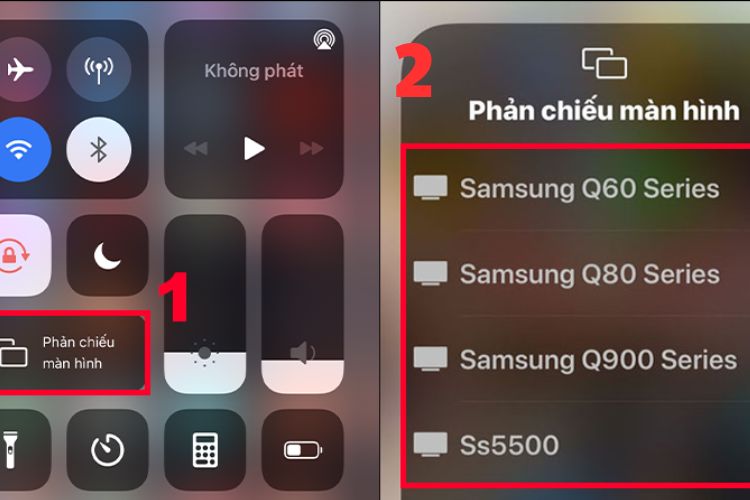 Chọn Phản chiếu màn hình > Chọn tivi bạn muốn kết nối