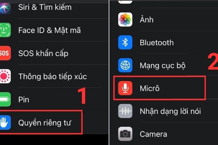 Gạt thanh trượt sang trái để ứng dụng có thể truy cập micro