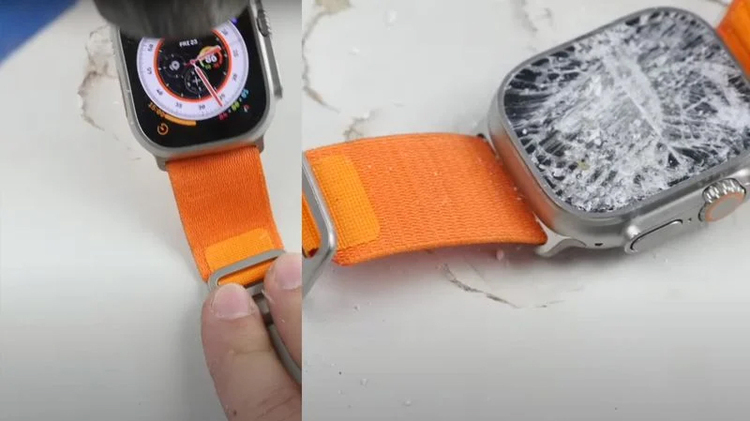 Hình ảnh màn hình Apple Watch Ultra 2 bị vỡ 