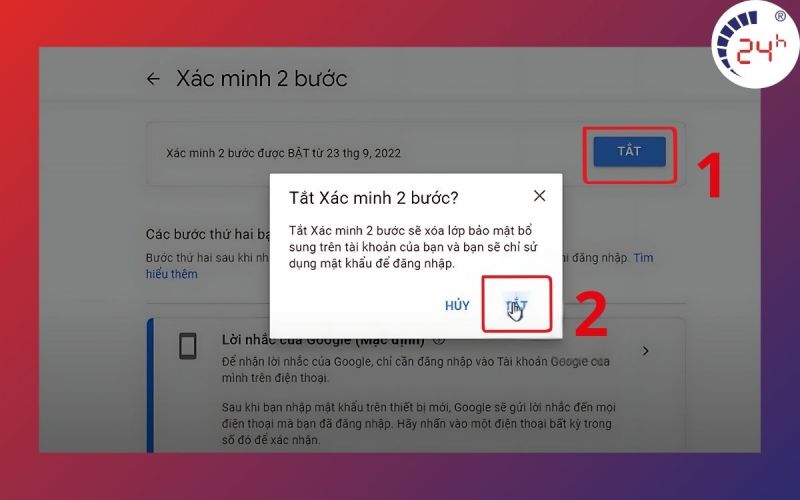 Hướng dẫn cách xóa xác minh tài khoản Google trên máy tính