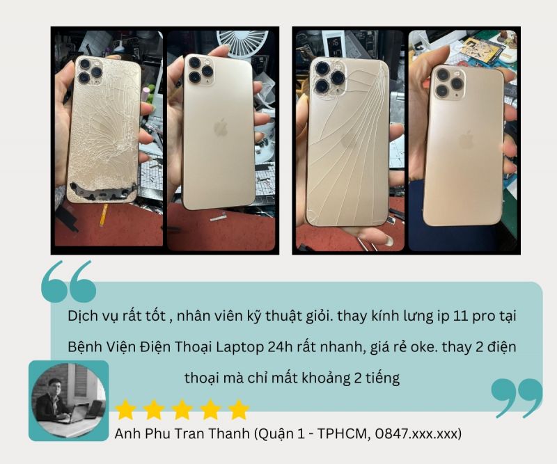 feedback thay kinh lung iphone 11 pro gia re
