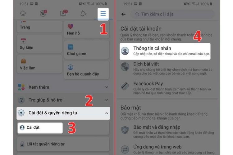 Cách đổi tên Facebook theo tên trong CMND/CCCD Bước 1