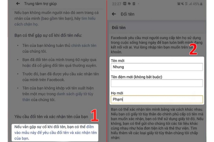 Cách đổi tên Facebook bằng cách sử dụng Cách đổi tên Facebook theo tên trong CMND/CCCD Bước 3các tên cũ Bước 3