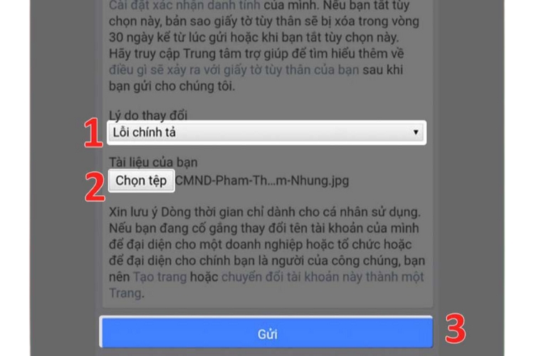 Cách đổi tên Facebook theo tên trong CMND/CCCD Bước 4