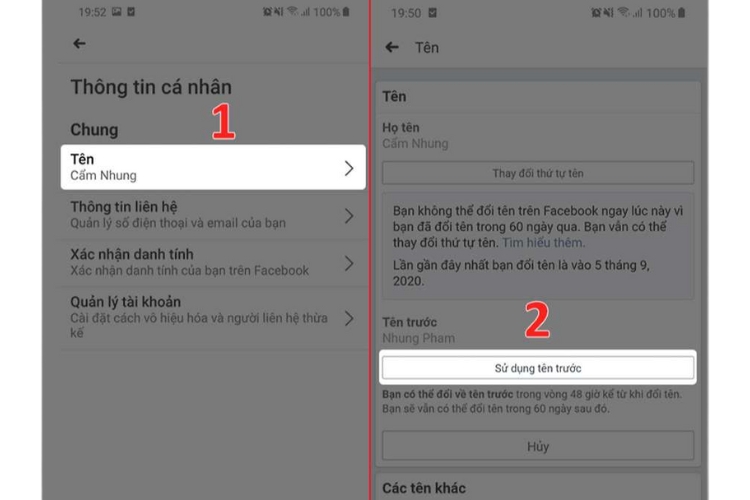 Cách đổi tên Facebook bằng cách sử dụng các tên cũ Bước 2