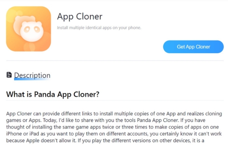 Ứng dụng Panda App Cloner