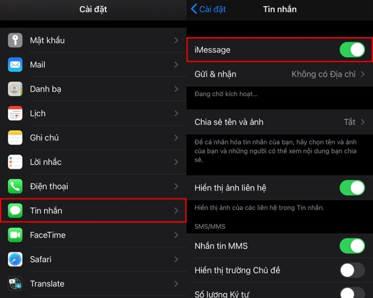 Hướng dẫn bật iMessage trên iPhone