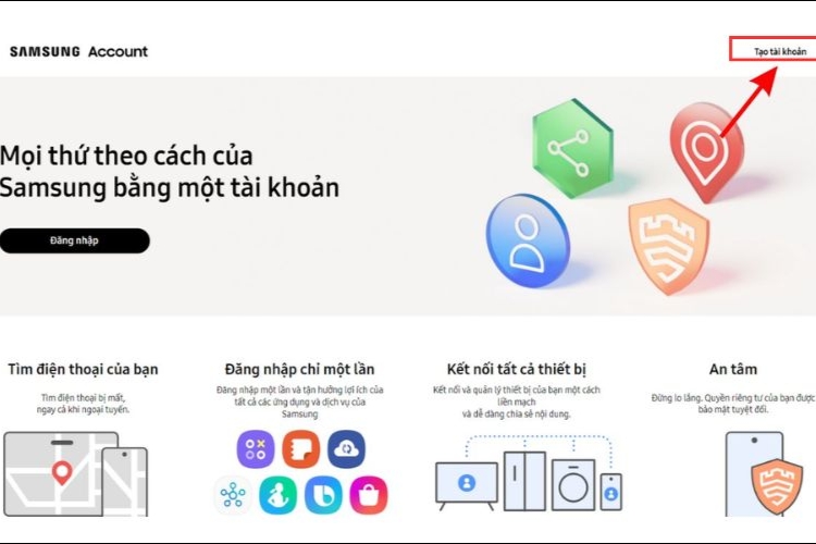 tạo tài khoản Samsung trên máy tính