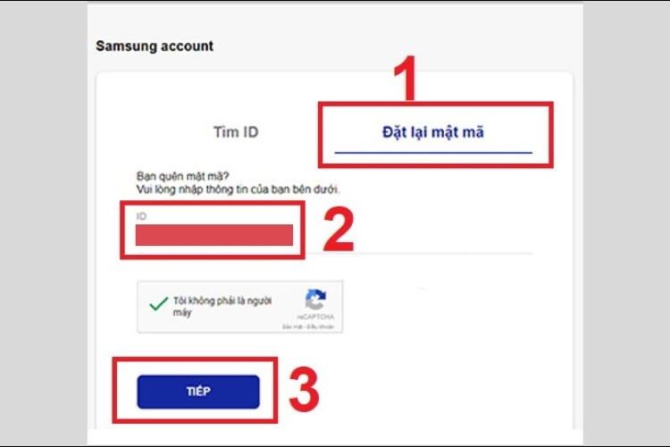 lấy lại mật khẩu Samsung Account