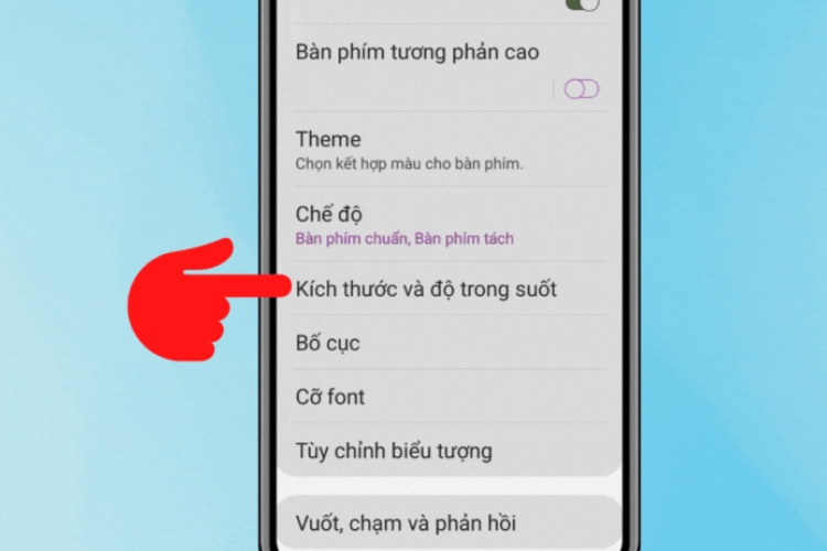 Thay đổi kích thước bàn phím Samsung