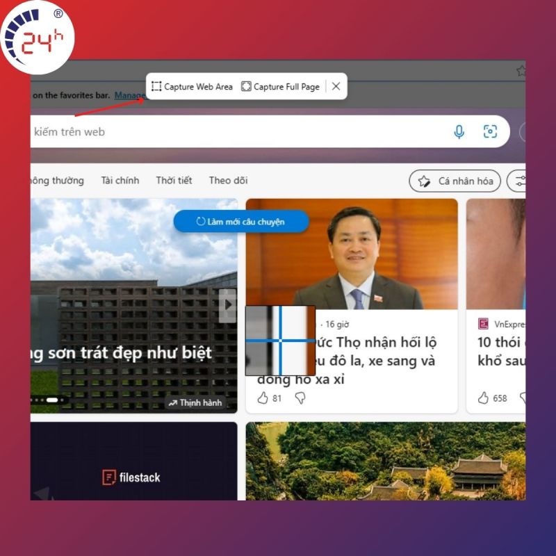 cách chụp màn hình máy tính bằng trình duyệt Microsoft Edge