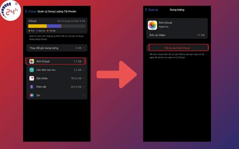 Cách xóa ảnh trên iCloud bằng iPhone bước 3