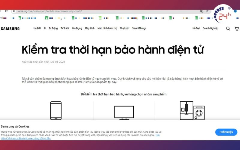 samsung imei check thời hạn bảo hành