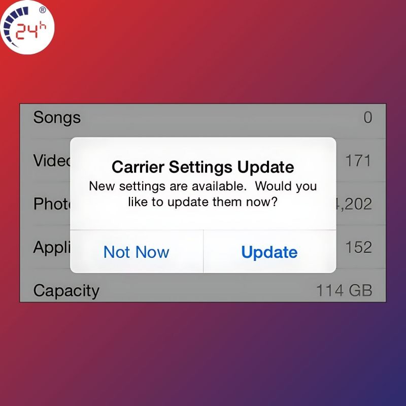 Cập nhật Carrier Settings iPhone để tránh bị sim không có dịch vụ bước 2