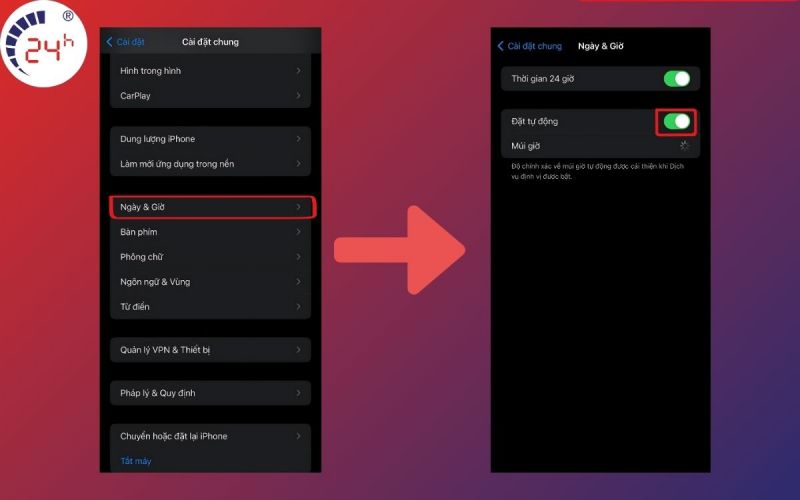 Đặt tự động ngày & giờ để khắc phục iPhone không có dịch vụ bước 2