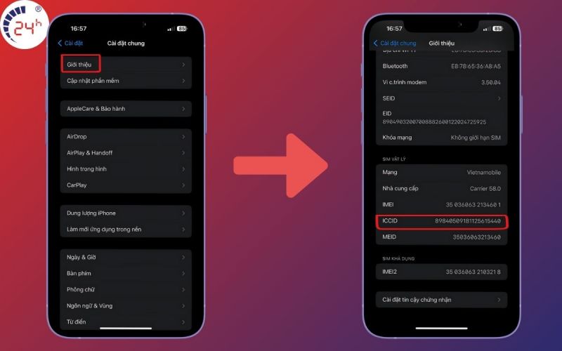 Giới thiệu > ICCID để check iphone có phải iphone lock không
