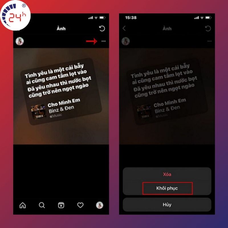 Hướng dẫn cách khôi phục bài đăng đã xóa trên instagram bước 4