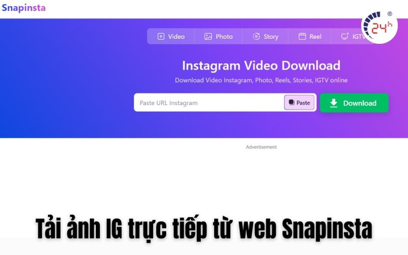 Tải ảnh instagram trực tiếp từ web Snapinsta