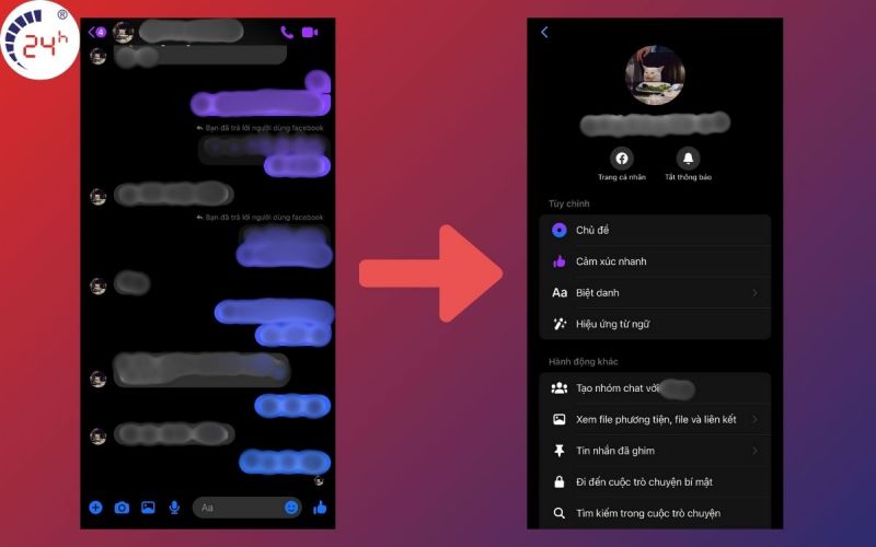 cách đổi hình nền tin nhắn messenger bước 1