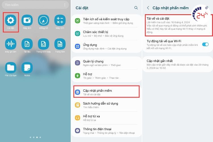 cập nhật phiên bản phần mềm samsung mới nhất