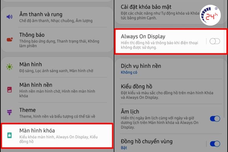 tắt chế độ AOD
