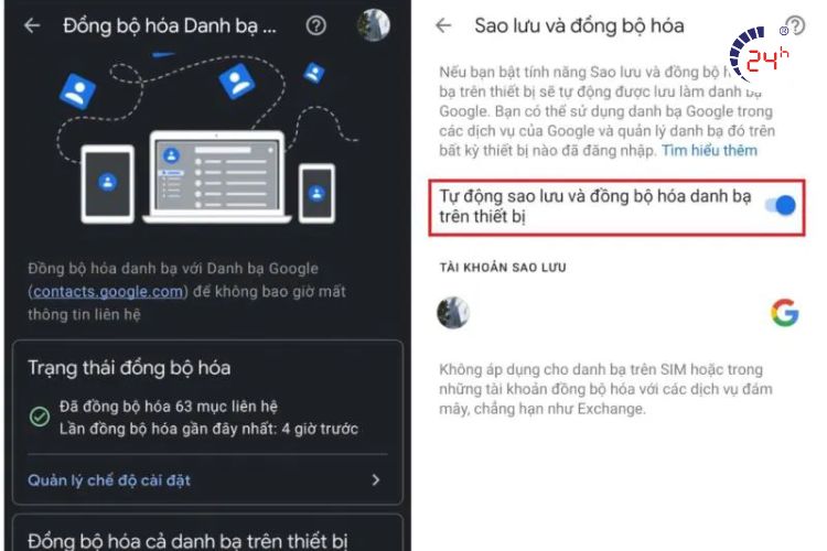 tắt đồng bộ hóa tự động 