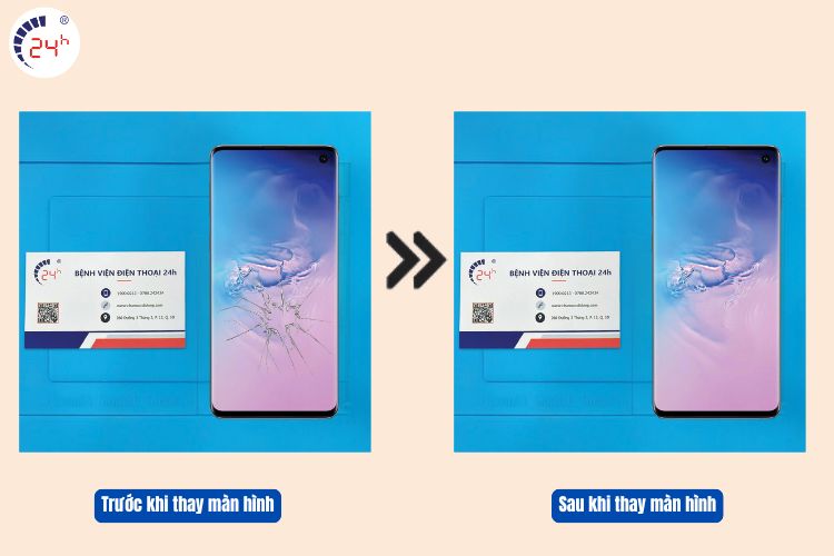 màn hình samsung s10 plus sau khi thay 