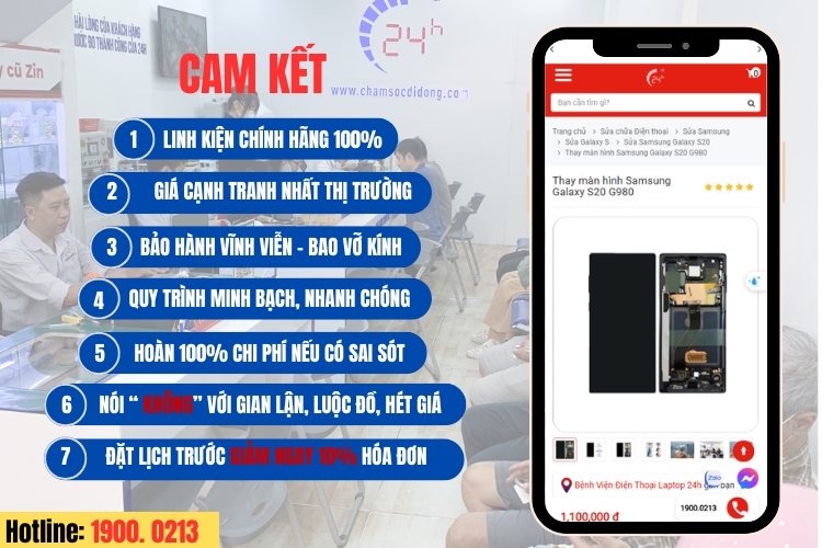 dịch vụ thay màn hình samsung galaxy s20 chính hãng 
