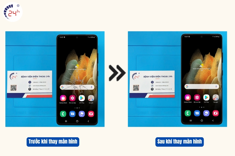 màn hình samsung s21 ultra sau khi thay 