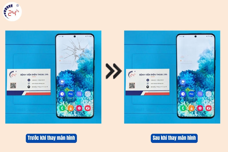 màn hình samsung galaxy s20 sau khi thay