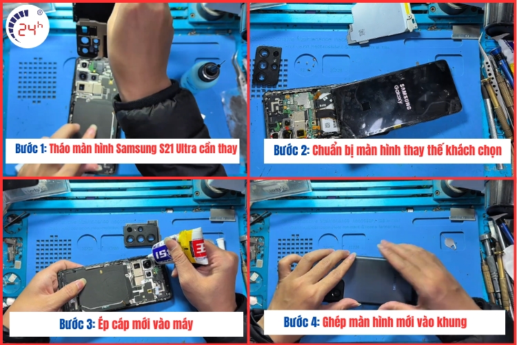 quy trình thay màn hình samsung s21 ultra