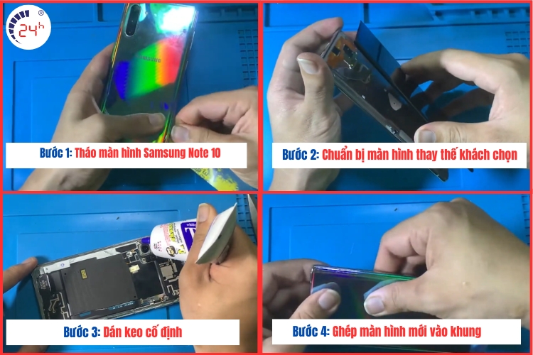 quy trình thay màn hình note 10 
