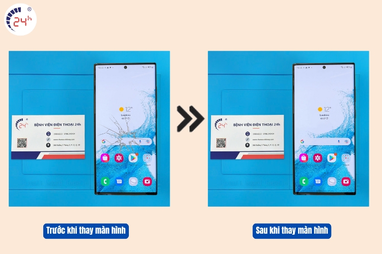 màn hình samsung s22 ultra sau khi thay 